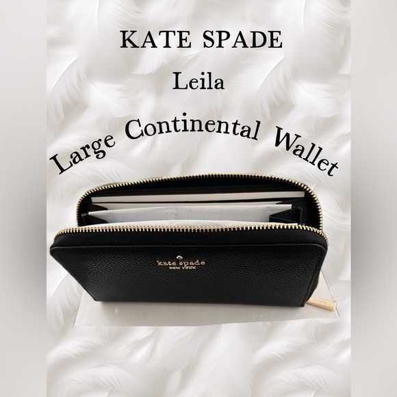 NWT Kate Spade NWT Leila Pebble Leather Large Continental Wallet Black - Picture 3 of 13